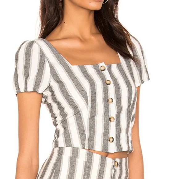 NEW W TAGS! Heartloom Revolve Tinley Crop top| Color Light Grey/White| Size XS - Picture 2 of 5